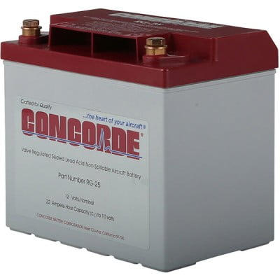 CONCORDE RG-25 SEALED LEAD ACID AIRCRAFT BATTERY