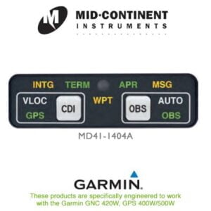 MID-CONTINENT GPS ANNUNCIATORS - GARMIN WAAS GNC 420W, GPS 400W/500W- HORIZONTAL
