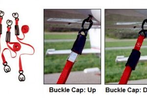 AIRCRAFT TIE-DOWN WITH EMBROIDERED STORAGE BAG